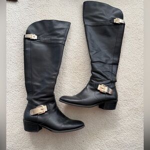 Vince Camuto black leather knee high boots